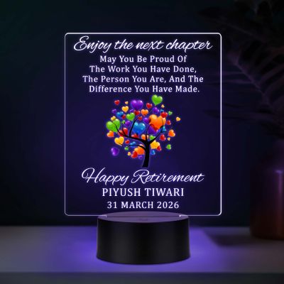 Personalized Retirement UV Print Color Changing LED Lamp     Enjoy The Next Chapter  Light